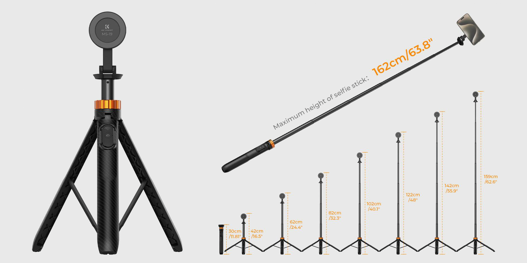 Statyw K&F Concept Selfie Ms19 z uchwytem MagSafe - Statyw, monopod i kijek selfie